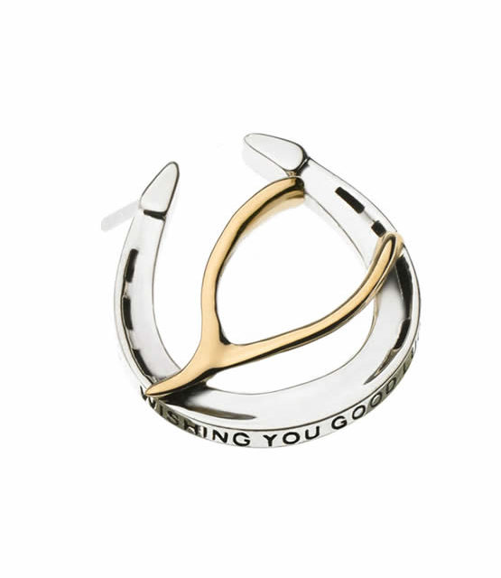 Wishing You Good Luck Lapel Pin in Sterling Silver and 14k Gold