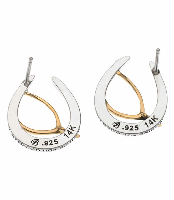 Wishing You Good Luck Stud Earrings in Sterling Silver and 14k Gold