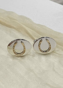 Horseshoe Cufflink in 14k Gold & Sterling Silver