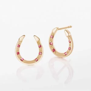 LIMITED-EDITION 14k Derby Gold and Ruby Horseshoe Earrings